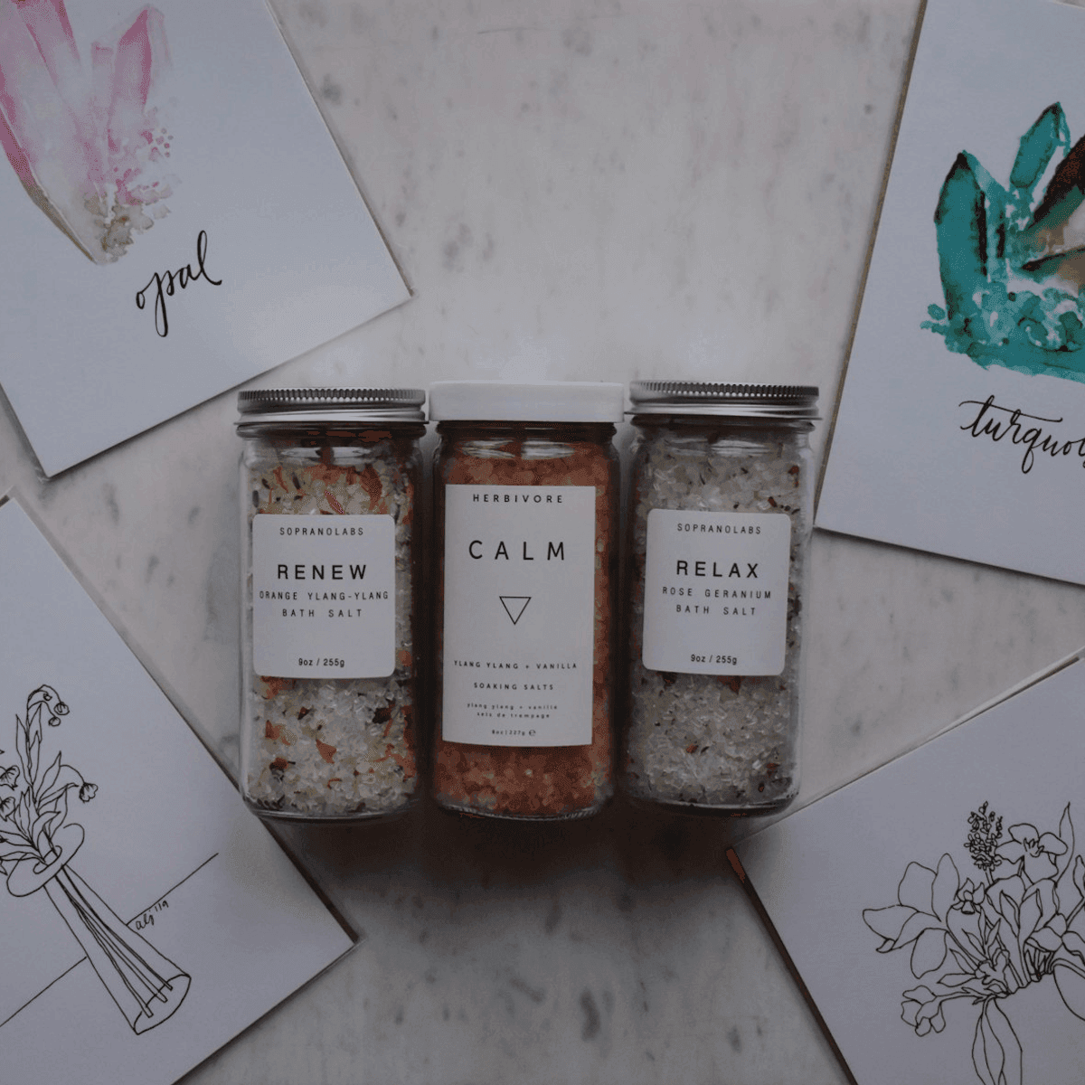 Three botanical bath products