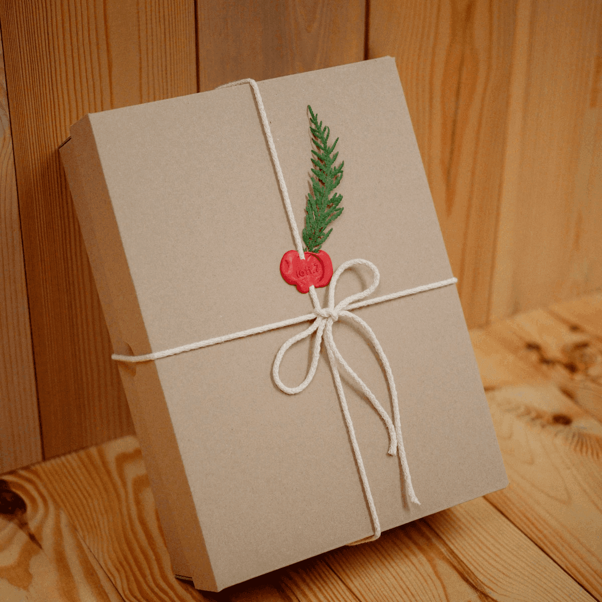 Cream gift box with terracotta ribbon